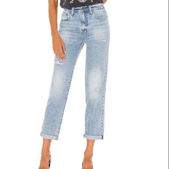 NEW PISTOLA JEANS SIZE 29 PRESLEY HIGH-RISE VINTAGE 90'S DISTRESSED STRAIGHT LEG - Picture 1 of 12
